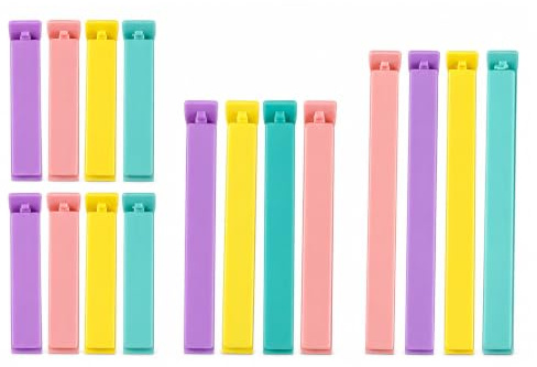 Food Clips, 16 Pcs Bag Clips for Food Storage | 3 Sizes Food Bag Clips, Freezer Bag Clips, Food Pegs for Snacks, Coffee, and food in the Kitchen