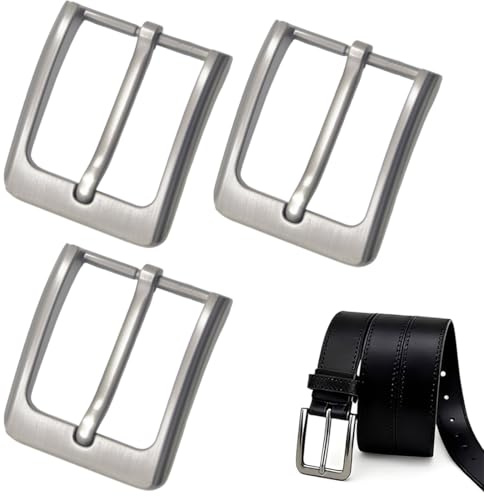 FUHAMJ 3 Pezzi Fibbia Per Cintura Uomo, Fibbia Cintura Da 40 Mm In Lega Con Fibbia Quadrata A Un Polo, Adatto Per Cinghie Di Larghezza Compresa Tra 37 E 40 Mm