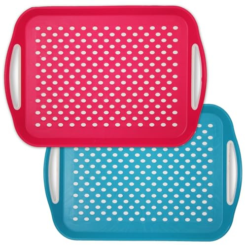 FISHTEC - Anti-Rutsch-Serviertabletts - 2er-Set - Anti-Rutsch-Oberflächen Innen und Außen - Rechteckige Kunststoffschale 40.5 x 29 x 5 cm - Ideal Service, Essen, Fast Food, Küche