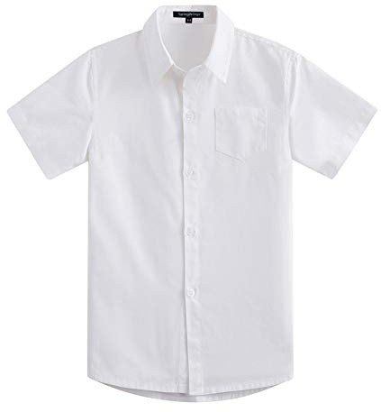 Spring&Gege Jungen Einfarbig Hemden Kurzarm Baumwoll Formale Schuluniform | Kurzarm, 100% Baumwolle, einfarbig, klassischer Kragen, Schuluniform, für Jungen 3-14 Jahre