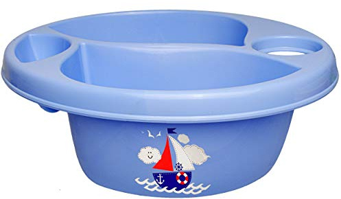 alles-meine.de GmbH 3 Kammer - Schüssel/Waschschüssel/Kinderwaschbecken - blau Schiff - Boot Bieco - mit Seifenablage - Organizer - Reinigungsmittel Aufbewahrungsbox - Pf..
