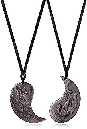 COAI Partnerkette Taichi Yin und Yang Drache und Phönix Gravur Anhänger