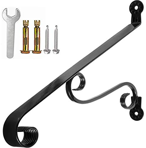 Yahpetes Handlauf Treppengeländer 1-2 Stufen Schmiedeeisen Handlauf Haltegriff Einzelpfostengeländer MFS25