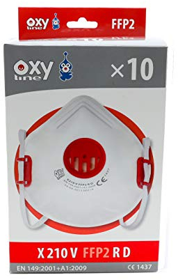 Oxyline 10x Demi-masque respiratoire réutilisable FFP2 R D avec valve | Produit dans l'UE | CE 1437