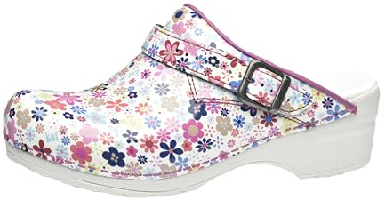 Sanita | Little Flower | Open Clog | Original Handmade for Women | Anatomically Shaped Footbed in Soft Foam | Heel Strap | Pink | 38