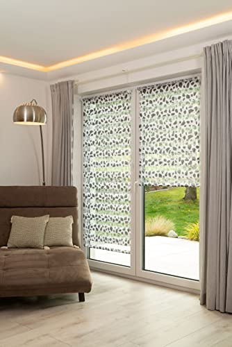 K-Home Klemmfix Doppelrollo Madrid ohne Bohren Stein Grau Bedruckt 90 x 150 cm (B x L)