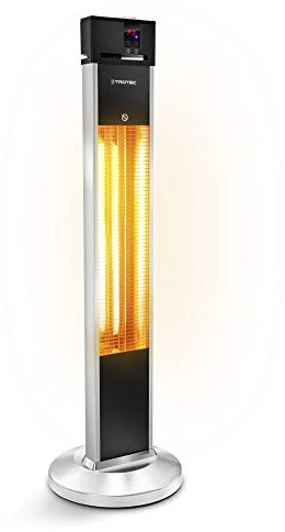 TROTEC Infraröd värmare stående enhet IRS 2000 E – värmeeffekt 650 W/1 350 W/2 000 W – värmestrålkastare, IP34, inkl. fjärrkontroll, timerfunktion