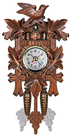 Ewendy Reloj de cuco de madera hecho a mano para colgar en la pared, reloj de cuco de madera envejecida, reloj de pared de cuco para decoración del hogar