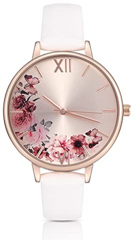 KIMOMT Damenuhren Lederband Luxus Quarzuhren wasserdichte Mode Kreative Armbanduhr für Damen Mädchen Damen