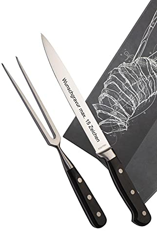 Geschenke-Macher 2-teiliges Tranchierbesteck mit Name auf Messer personalisiert