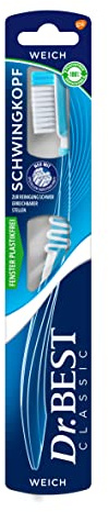 Dr.BEST Schwingkopf Zahnbürste, Weich (1 Stück), mit flexiblem Kugelgelenk für optimale Zahnreihenanpassung und einem speziellen Borstenschnitt, der sich der Zahnkontur anpasst.