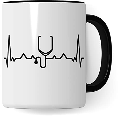 Tasse Stethoskop, Geschenk Arzt & Ärztin, Doktor & Doktorin Kaffeetasse mit stethoskop Herzschlag Motiv, Humanmedizin Mediziner Medizinstudent Geschenk-Idee Arzt Kaffee-Becher