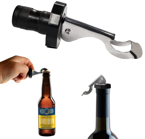 Tappo per Bottiglia di Vino e Birra, in Silicone Riutilizzabile con Apribottiglie Incorporato, Tappo Universale Ermetico per Conservare Bevande in Bottiglia