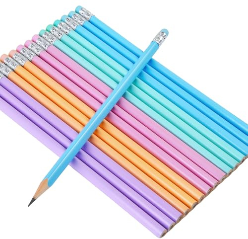 Jsehchya 50PCS Triangular Grip Wooden cased Pencils for Kids with Erasers, Fun Cute Wood Wedding Golf Triangle Pencils for School,Drawing,Gift (50PCS)