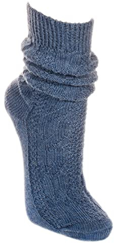 P.S. Schuhmacher Trachtenstrümpfe kurz | Trachtensocken mit Wolle | Strümpfe Strick Zopfmuster (as3, numeric, numeric_43, numeric_46, regular, regular, jeansblau)