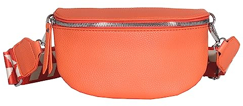 Bauchtasche Damen stylisch Umhängetasche Hüfttasche Bodybag Gürtel Crossbody Bag Schultertasche mit Verstellbaren Gurt 25 (Orange, S / 23 x 14 x 7 cm)
