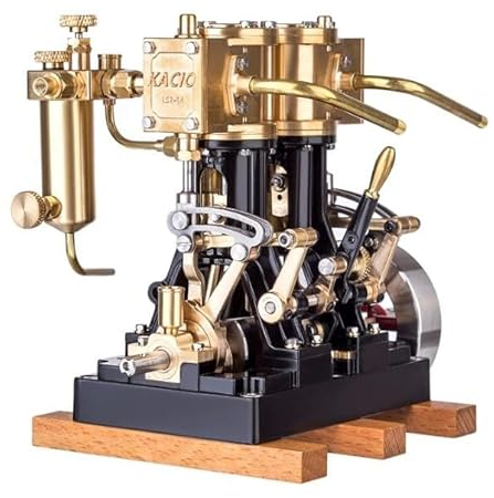 LS2-14 Vertikale Zweizylinder Hubkolben Dampfmaschine für 80-120 cm Modellschiff, Dampfmaschine mit Ölwanne, Dampfschiff-Modell, Hebearbeitsplattform mit Ölbecher (ohne Kessel)