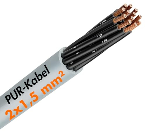 Lapp 10m Ölflex Classic 400 P Steuerleitung 2x1,5 mm² PUR Kabel Grau | Robustes 2-adriges Steuerkabel ohne Schutzleiter, UV-beständig, witterungsbeständig, ölbeständig für Maschinenbau