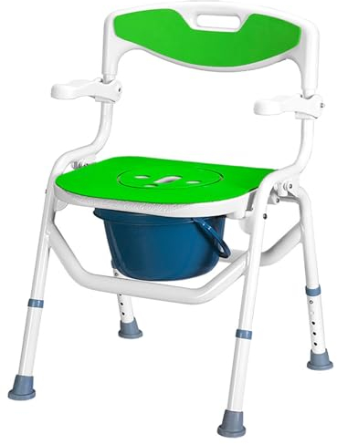 LIBRACTA Toilettenstuhl Höhenverstellbar Klappbarer Tragbarer WC-Stuhl Mit Armlehnen, Rückenlehne Und Toiletteneimer, Badezimmer Duschstuhl Duschhocker Für Senioren Und Behinderte, Bis 150 Kg B