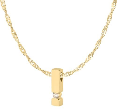 Ardeo Aurum Damen Schmuck-Set aus 375 Gold Gelbgold mit 0,07 ct Diamant Brillant Spannfassung Anhänger Singapurkette 1,2 mm 60 cm
