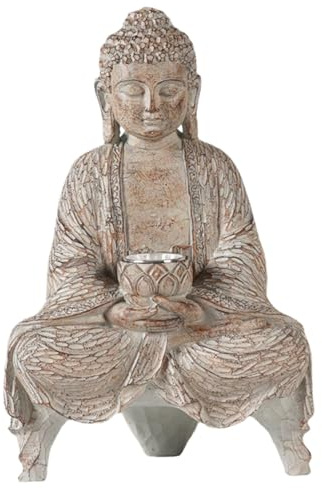 Statue de Bouddha Statue de jardin extérieur statues de bouddha zen jardin statues de bouddha avec des lumières solaires, ornements solaires de Bouddha pour la maison spirituelle Fengshii Decor Style