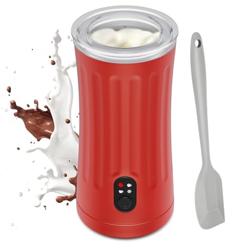 Milk Frother, 4-in-1 Milk Frother and Steamer, Orange Red