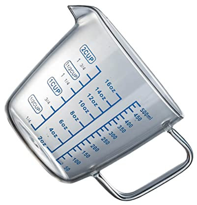 Amosfun Tasse à Mesurer en Verre Borosilicaté de 500 Ml Résistante Température Échelle Portable Cuisine et Pâtisserie Verre Doseur Poignée Confortable
