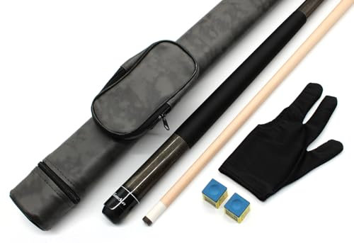 BILMAG Billard Queue Set Komplettset Anthrazit, 148cm Queue mit Köcher, Handschuh und Kreide