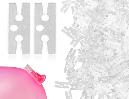 Emezddo 200 Pieces Balloon Clips, Clear Balloon Clips, Quick Release, Balloon Fixing Clamps, Reusable Balloon Knotting Aid, Balloon Clips