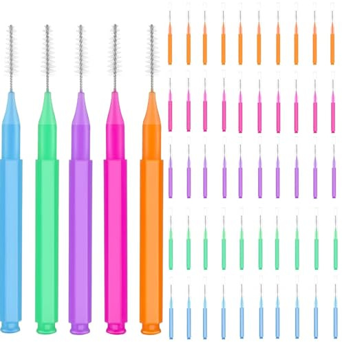 Braces Cleaning Kit,50 pcs Braces Floss Picks Braces Brushes Flossers for Braces Teeth Oral Cleaning (Multicoloured)
