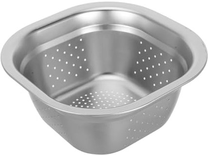 PAMINGONO Gemüsewaschbecken Aus Edelstahl Vielseitiges Quadratisches Siebbecken Mit Abflusslöchern 22cm Metallküchensieb Für Obst Reis Und Gemüse