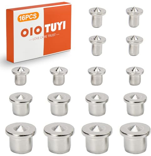 OioTuyi Juego de 16 puntas de centrador, 6/8/10/12 mm, tacos de madera, puntas de centrador, juego de tacos, marcadores de tacos, para herramientas de perforación de carpintería