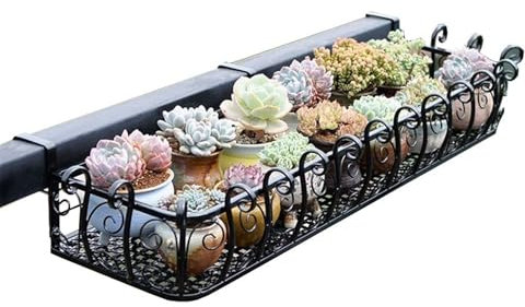 Ringhiera Per Balcone In Ferro Battuto - Mensola Per Fioriera Sospesa, Scaffale Decorativo Per Piante Grasse, Organizer Per Recinzione Da Giardino Per Interni/esterni Scaffali porta piante(50*29*16cm)