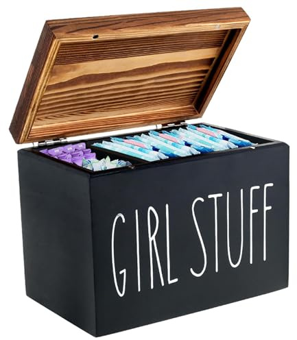 diwedaso Caja de almacenamiento de Para madera con tapa, organizadores de baño, productos femeninos, organizadores de productos femeninos, porta discos de algodón, do