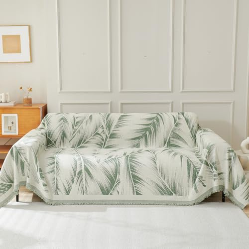 Geila Sofadecke, 2/3/4 Sitzer, wasserdichte und rutschfeste Sofabezug, Stretch-Sofaschoner, kratzfestes Sofahandtuch (Grün, 180 x 340 cm)