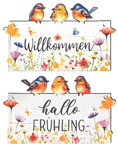 Bienvenido a Casa,Cartel de Madera Decorativo para Puerta,Letrero de Bienvenida Vintage con Cordón para Colgar,Ideal para Pascua,Primavera y Decoración de Entrada,Welcome Sign Home Decor