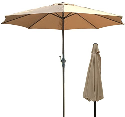 HADECOLL Parasol De Jardin Beige 106 Pouces avec Manivelle, Pare-Soleil Coupe-Vent pour Plage, Piscine, Patio, Auvent Ventilé pour Une Protection Solaire Optimale, Beige 118 Pouces