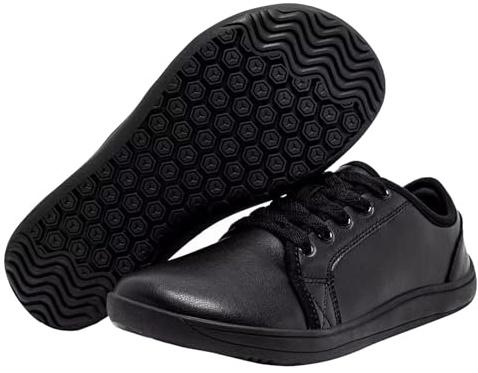 Générique Nu Pieds Femme été Chaussures Femme Confort Baskets Larges et pour Femmes, Chaussures de Marche décontractées en Cuir, Pieds Nus, légères et Confortables à Lacets Confortable Le Noir 37