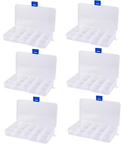 FUNNETOYU 6pezzi Scatola Porta Gioielli in Plastica Trasparente Con Scomparti Contenitore Compatto e Leggero Per Perline Anelli e Orecchini Organizer Portatile e Resistente Per Pillole e Acc
