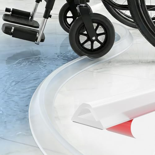 Nayotaa Wet Room Floor Barrier Flexible Water Barrier 100cm (Transparent) - Leakproof Shower and Sink Seal, Self-Adhesive Installs in Minutes Fits Kitchen Sink,Bathroom Floor,Shower Tray Applications