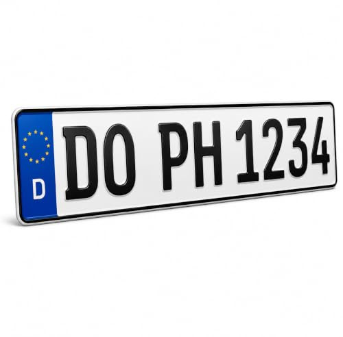 PLATEHOLDER® Kfz Kennzeichen | DIN Zertifiziert | 520x112mm | Für Auto Fahrradträger Anhänger | offizielle Nummernschilder 3 Stück