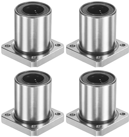 PATIKIL Linearlager LMK16UU Kugellager, 16 mm, ID 28 mm, Außendurchmesser 36 mm, Länge 4,5 mm, Loch, 4 Stück, Linearbewegung, mit rundem Flansch, doppelte Gummidichtung, für Maschinen