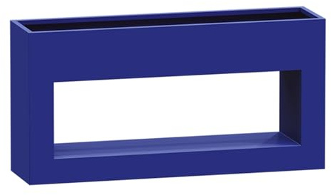 Maceta rectangular alta de metal azul de alta calidad, 150 x 60 cm, elegante jardinera para interiores y exteriores, divisor moderno para patio, decoración elegante de jardín para el hogar y el