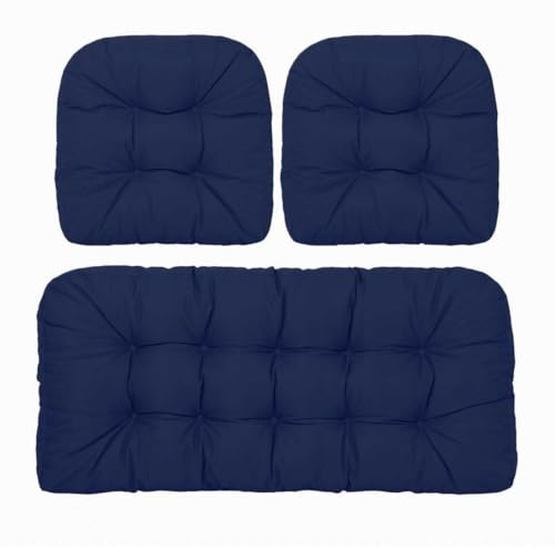 Lot de 3 coussins d'extérieur et d'intérieur en osier avec 2 tapis de banc en forme de U - Coussins de canapé pour chaises de terrasse, chaises longues et meubles de jardin - Idéal pour le confort et