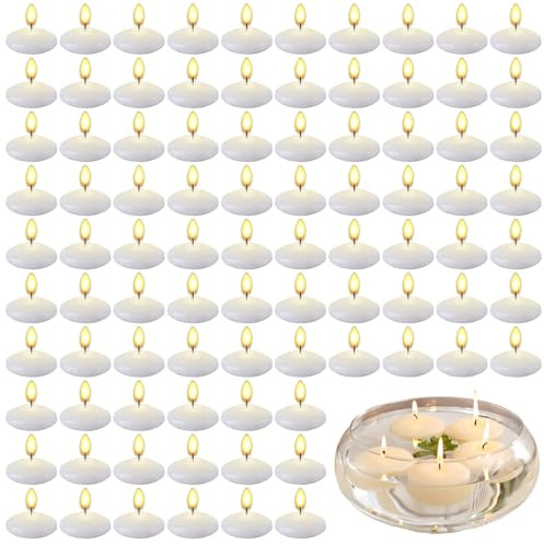 Unscented Floating Candles, 88 Pack White Round Water Candle Set