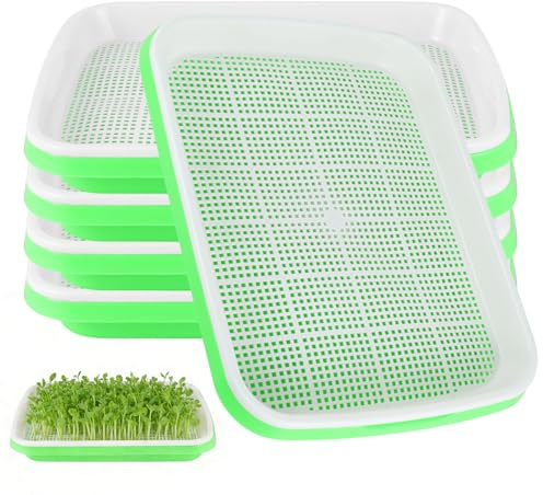 ZONJIE 5 Stück Keimschalen für Sprossen - Seed Sprouter Tray Keimschale 32cm x 25cm Kresse anzuchtschalen Keimung Tablett Keimbox für Microgreens, Brunnenkresse, Mungbohnen, Alfalfa, Weizengras