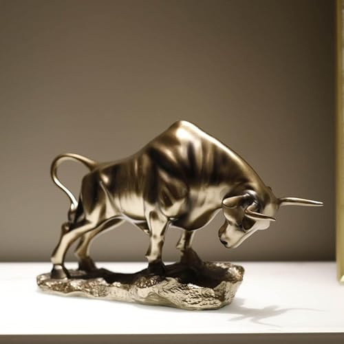 GUODDM Statuette Statua Artistica In Bronzo Raffigurante Un Toro, Scultura Ornamentale In Resina, Statuetta Decorativa Da Scrivania, Bue Personalizzato, Decorazione Per Ufficio Regalo Artigianale(A)