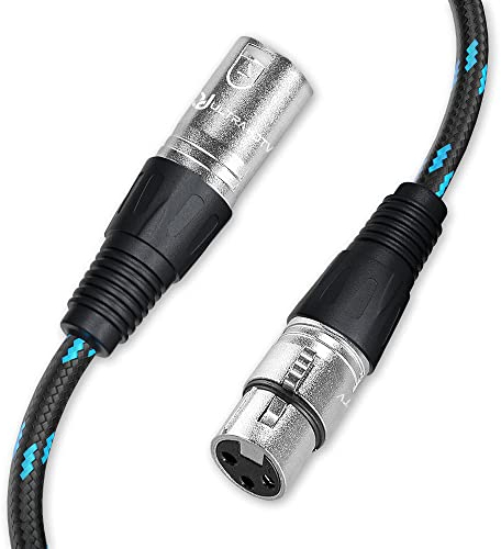 Ultra HDTV Câble Microphone XLR - 15m Mâle vers Femelle, symétrique, Cordon 3 Broches Robuste Flexible en Nylon Tressé, pour Micros, Caméra, Ampli, Table Mixage, Enregistrement Professionnel
