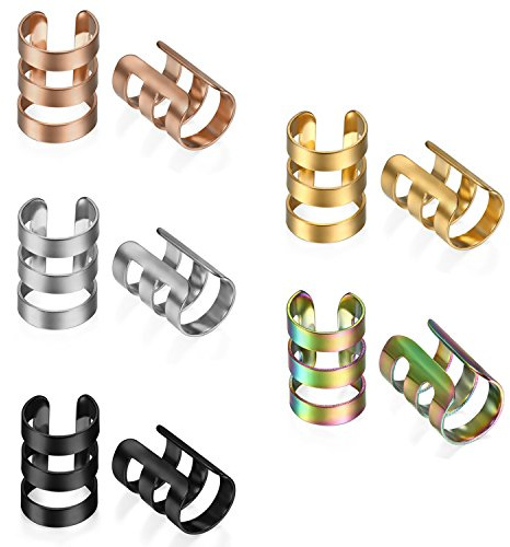 JewelryWe Paare Non-Piercing Ohrclips Ohrringe, Edelstahl Ohrklemme Poliert Damen Herren Ohr Klammern Ear Cuff Fake Piercing Ohne Loch