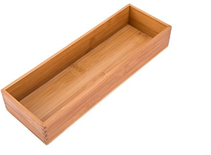 Sansnow Bamboo Drawer Oragnizer Box, Kitchen Seasoning Organizer Tray, Tableware Knife Fork Organizer Box, Home Drawer Sorting Box, Bamboo 12*4